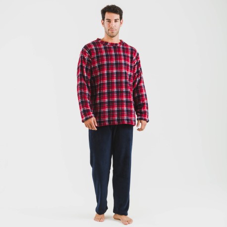 Pigiama pile coral uomo Cuadro Cocoro blu navy