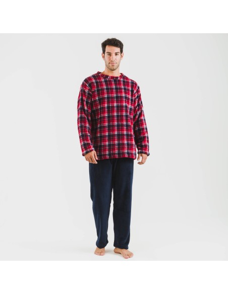 Pigiama pile coral uomo Cuadro Cocoro blu navy