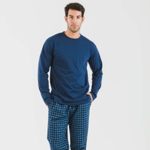 Pigiama uomo flanella Cuadro Edesia blu 2