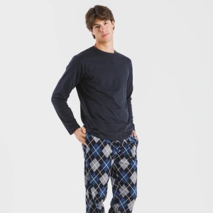 Pigiama uomo flanella Roldan blu navy 2