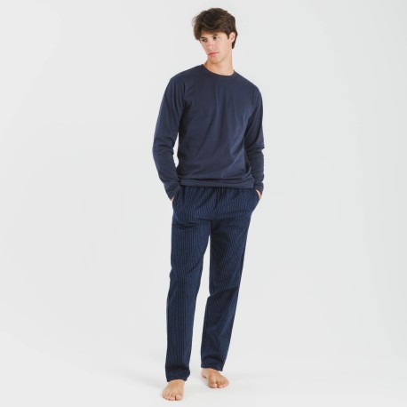 Pigiama uomo flanella Raya Derek blu navy