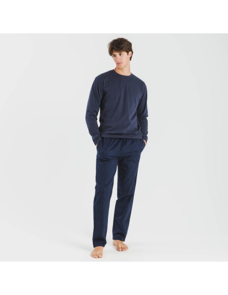 Pigiama uomo flanella Raya Derek blu navy