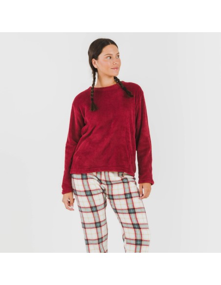 Pigiama pile coral Cuadro Fiorile bordeaux Pigiama pile coral Cuadro Fiorile bordeaux