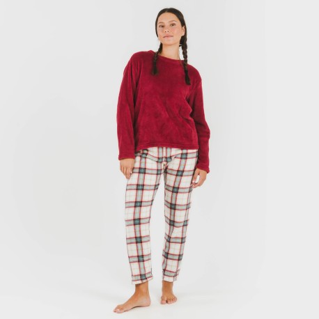Pigiama pile coral Cuadro Fiorile bordeaux