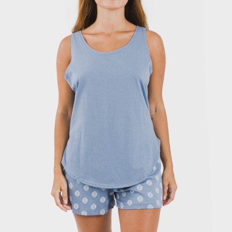 Pigiama corto canotta cotone Garbo blu cielo