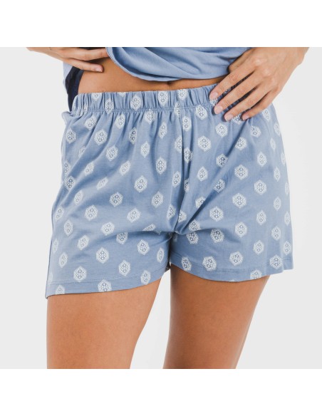 Pigiama corto canotta cotone Garbo blu cielo