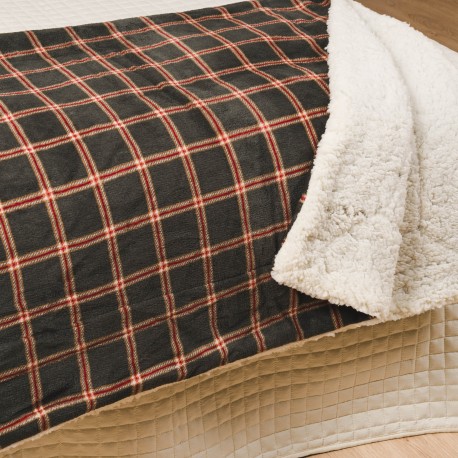 Coperta velluto sherpa Cuadro Nelby verde militare