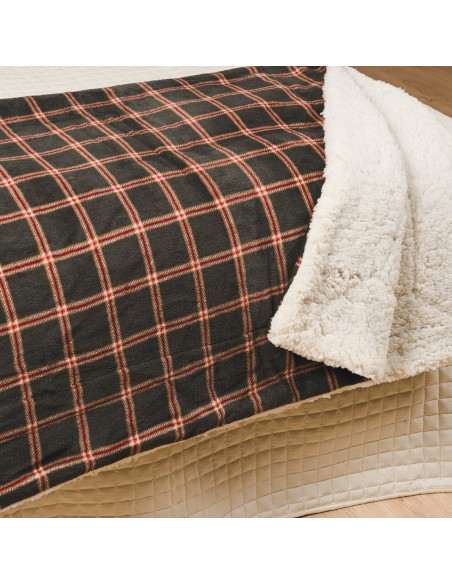 Coperta velluto sherpa Cuadro Nelby verde militare