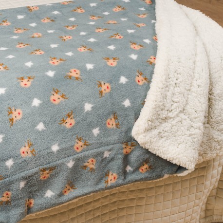 Coperta velluto sherpa Tatini verde tiffany