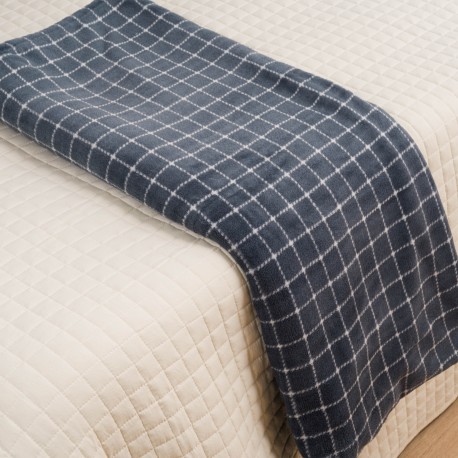 Coperta pile coral Cuadro Pruden blu intenso