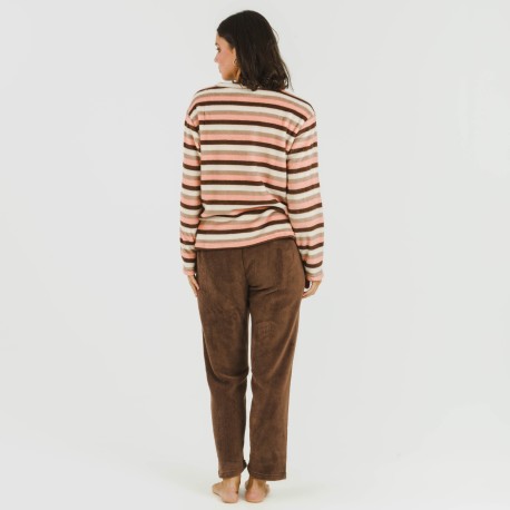 Pigiama pile coral Raya Norma cioccolato