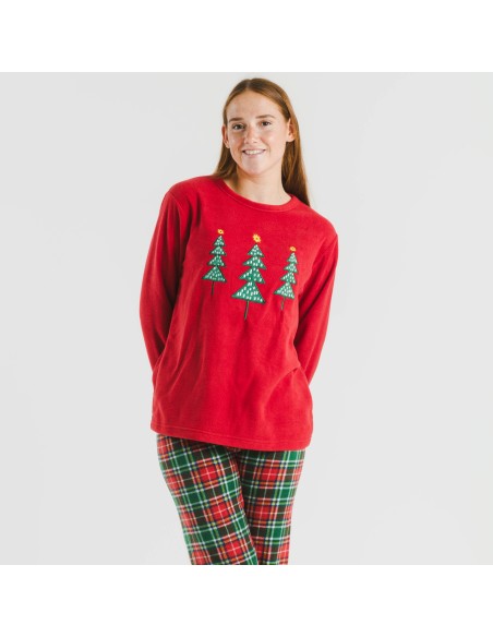 Pigiama pile polare Cuadro Aros bordeaux