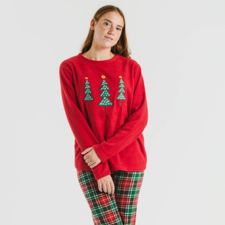 Pigiama pile polare Cuadro Aros bordeaux