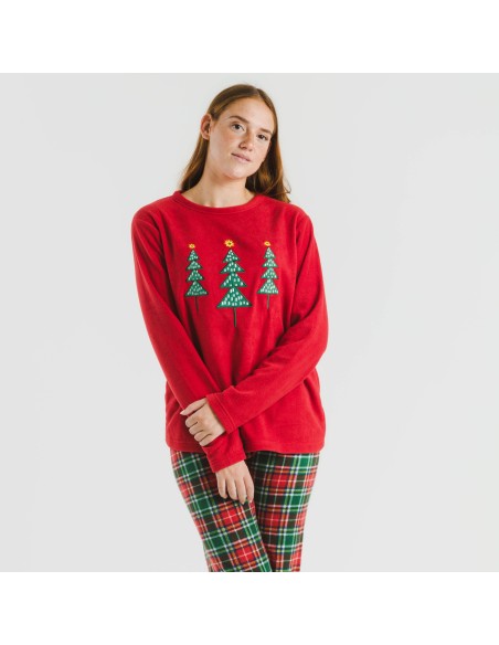 Pigiama pile polare Cuadro Aros bordeaux