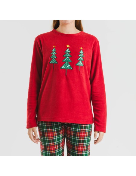 Pigiama pile polare Cuadro Aros bordeaux