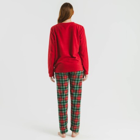 Pigiama pile polare Cuadro Aros bordeaux