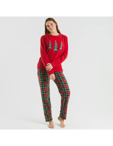 Pigiama pile polare Cuadro Aros bordeaux