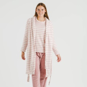 Vestaglia pile coral Jeannine rosa 2