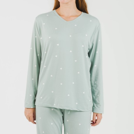 Pigiama lungo soft Choer verde tiffany