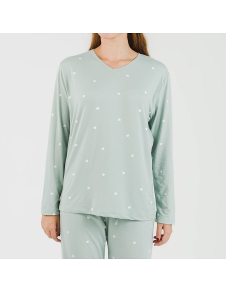Pigiama lungo soft Choer verde tiffany
