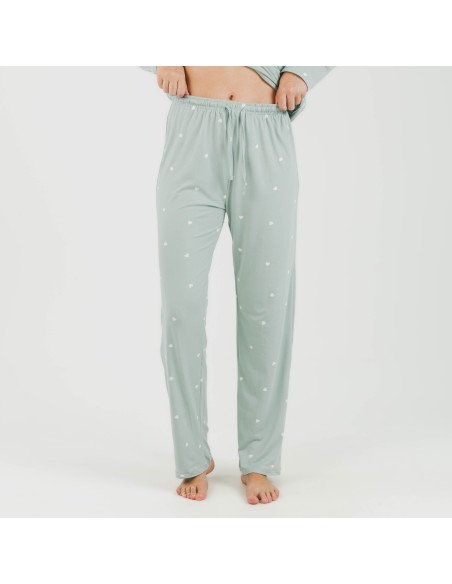 Pigiama lungo soft Choer verde tiffany