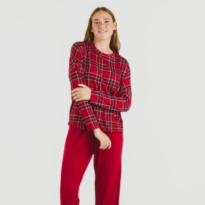 Pigiama lungo Secret donna Cuadro Nicolas rosso 2