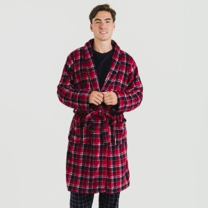 Vestaglia pile coral Cuadro Cocoro blu navy