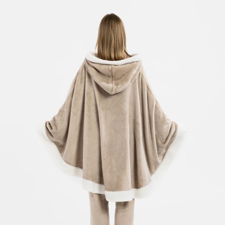 Coperta mantella con cappuccio tinta unita