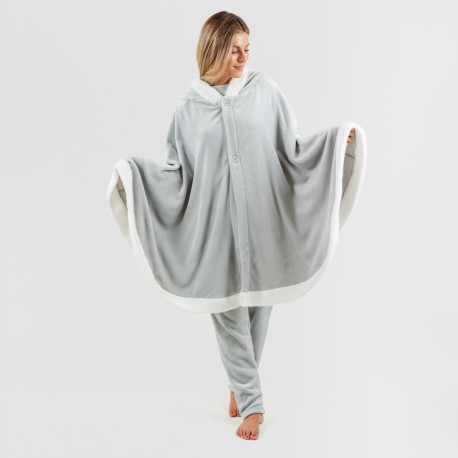 Coperta mantella con cappuccio tinta unita