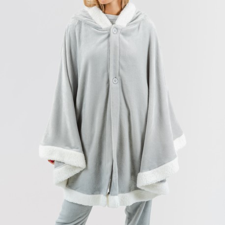 Coperta mantella con cappuccio tinta unita