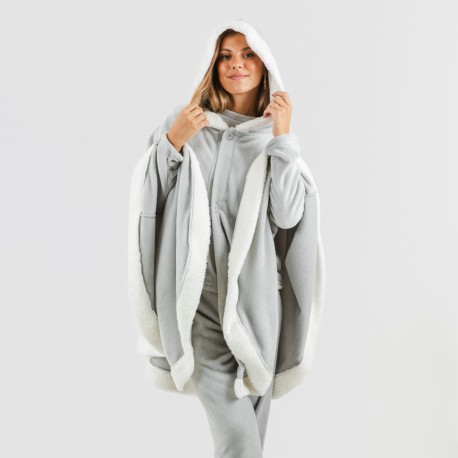 Coperta mantella con cappuccio tinta unita