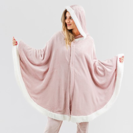 Coperta mantella con cappuccio tinta unita
