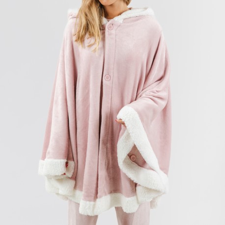 Coperta mantella con cappuccio tinta unita