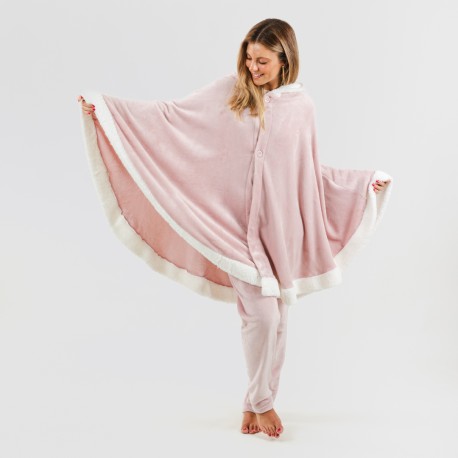 Coperta mantella con cappuccio tinta unita