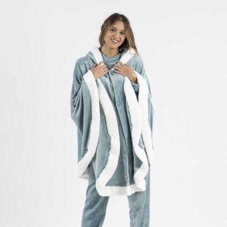 Coperta mantella con cappuccio tinta unita