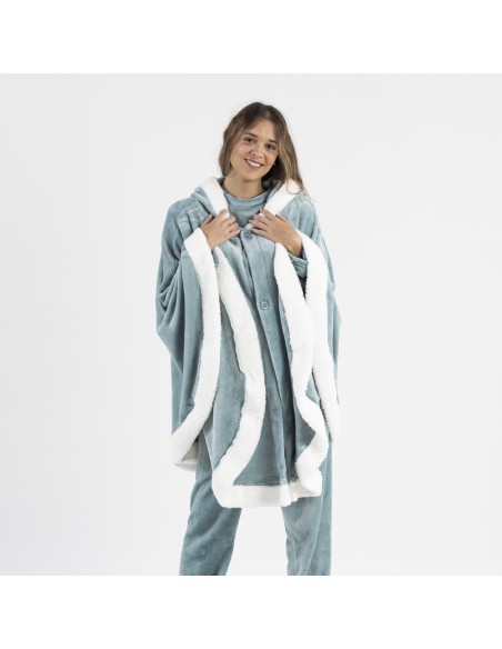 Coperta mantella con cappuccio tinta unita Coperta mantella con cappuccio tinta unita