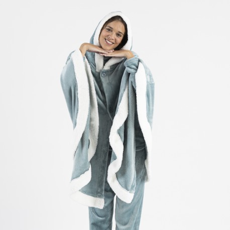 Coperta mantella con cappuccio tinta unita