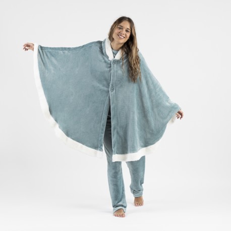 Coperta mantella con cappuccio tinta unita