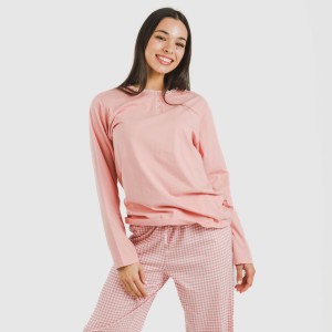 Pigiama lungo cotone Cuadro Vichy rosa 2