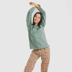 Pigiama lungo cotone Musa verde