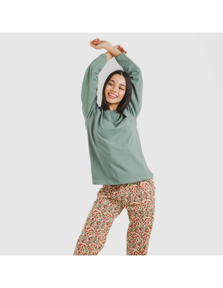 Pigiama lungo cotone Musa verde Pigiama lungo cotone Musa verde