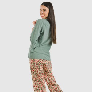 Pigiama lungo cotone Musa verde 2