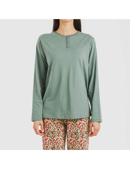 Pigiama lungo cotone Musa verde Pigiama lungo cotone Musa verde