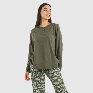 Pigiama lungo cotone Mozarabe verde