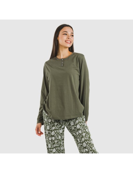 Pigiama lungo cotone Mozarabe verde Pigiama lungo cotone Mozarabe verde