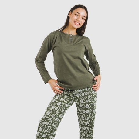 Pigiama lungo cotone Mozarabe verde
