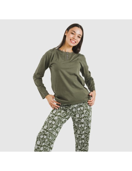 Pigiama lungo cotone Mozarabe verde Pigiama lungo cotone Mozarabe verde