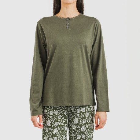 Pigiama lungo cotone Mozarabe verde