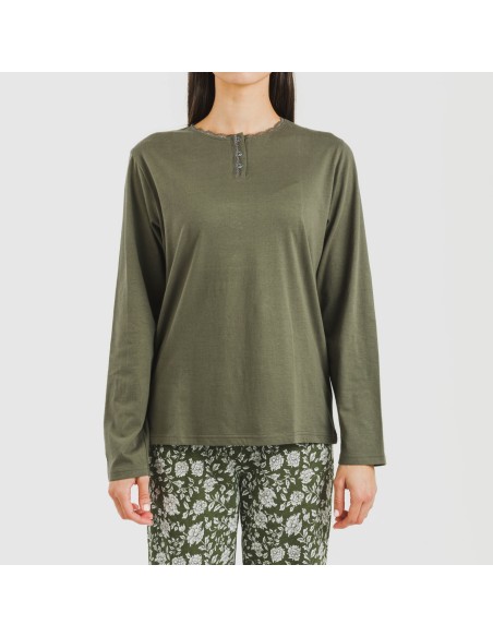 Pigiama lungo cotone Mozarabe verde Pigiama lungo cotone Mozarabe verde