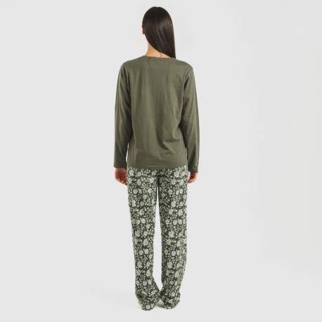 Pigiama lungo cotone Mozarabe verde